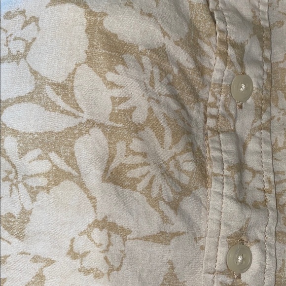 GAP Kids floral short sleeve button up chest pocket beige and white NEW SZ S - Picture 3 of 9